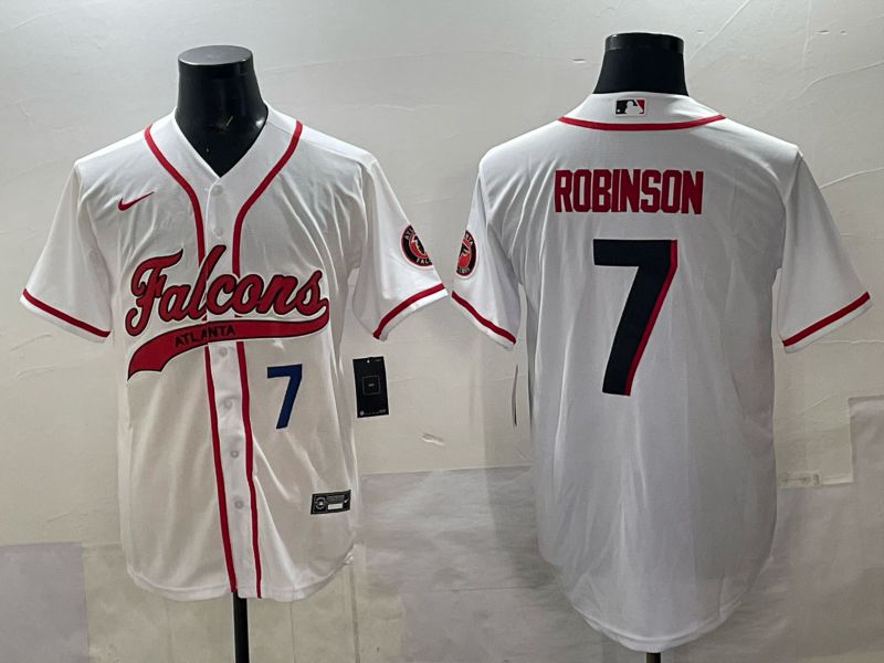 Men 2025 Nike Atlanta Falcons 7 Robinson white Joint Name Limited NFL Jersey style 02